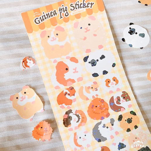 天天好萌- 天竺鼠閃亮防水貼紙