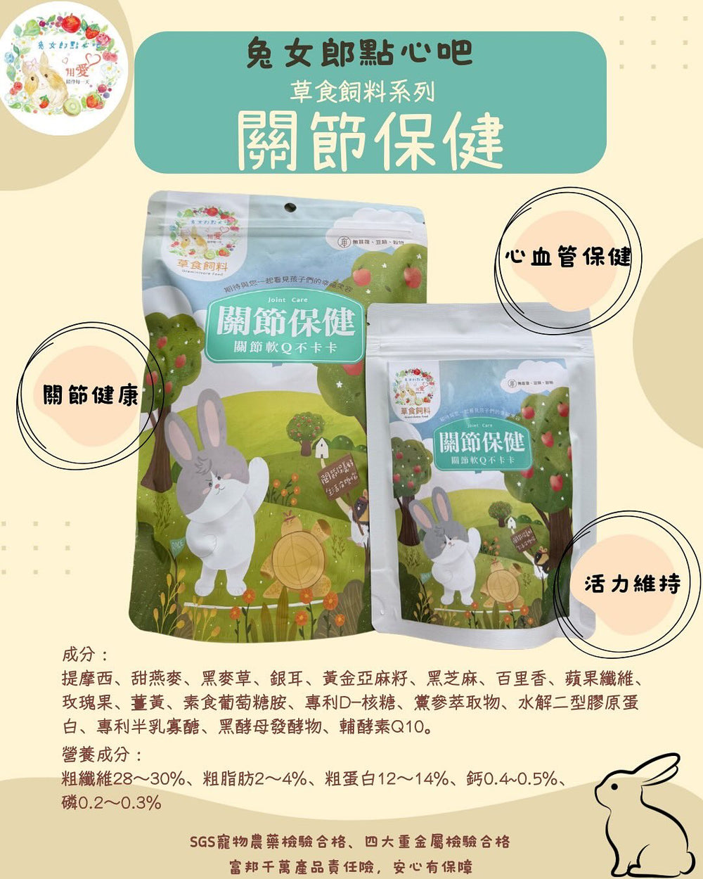兔女郎點心吧 - 關節保健飼料(兔兔用/天竺鼠用)